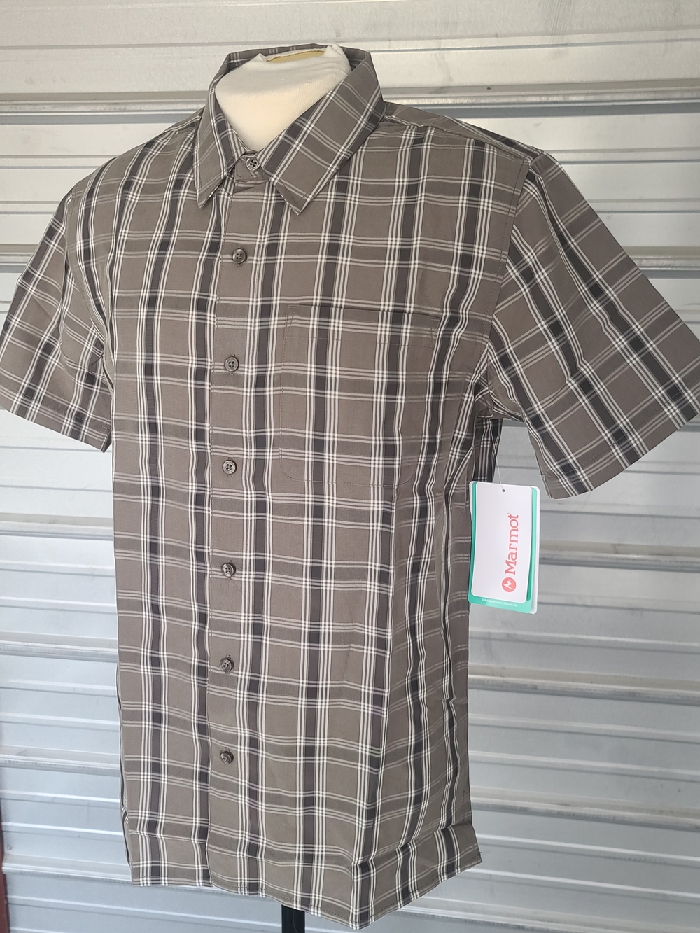 Marmot Men's Short-Sleeve Vintage Reissue Plaid Shirt — Taupe/White